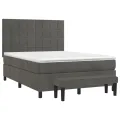 cadre de lit et matelas Gris foncé 140x190cm Velours