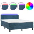 cadre de lit avec matelas LED Bleu foncé 140x200 cm