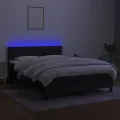 cadre de lit avec matelas LED Noir 140x190 cm Tissu