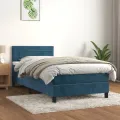cadre de lit et matelas Bleu foncé 80x200 cm Velours