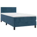 cadre de lit et matelas Bleu foncé 80x200 cm Velours