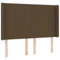 Tête de lit avec oreilles Marron foncé 147x16x118/128 cm Tissu