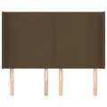 Tête de lit avec oreilles Marron foncé 147x16x118/128 cm Tissu