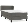 cadre de lit et matelas Gris foncé 80x200 cm Velours