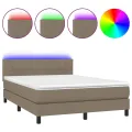 cadre de lit avec matelas LED Taupe 140x200 cm Tissu