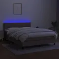 cadre de lit avec matelas LED Taupe 140x200 cm Tissu