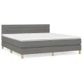 cadre de lit avec matelas Gris foncé 180x200cm Tissu