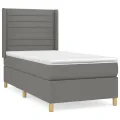 cadre de lit et matelas Gris foncé 90x190 cm Tissu
