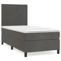 cadre de lit et matelas Gris foncé 90x190 cm Velours