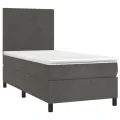 cadre de lit et matelas Gris foncé 90x190 cm Velours