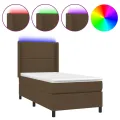 cadre de lit matelas LED Marron foncé 100x200 cm