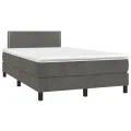cadre de lit et matelas Gris foncé 120x200cm Velours