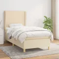 cadre de lit et matelas Crème 90x190 cm Tissu