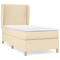 cadre de lit et matelas Crème 90x190 cm Tissu