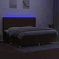 cadre de lit matelas et LED Marron foncé 200x200 cm