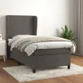 cadre de lit et matelas Gris foncé 90x190 cm Velours