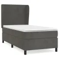cadre de lit et matelas Gris foncé 90x190 cm Velours