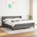 cadre de lit avec matelas Gris foncé 180x200cm Tissu