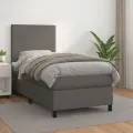 cadre de lit avec matelas Gris 90x200 cm Similicuir