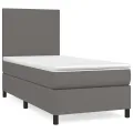 cadre de lit avec matelas Gris 90x200 cm Similicuir