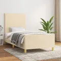 Cadre de lit avec tête de lit Crème 90x190 cm Tissu