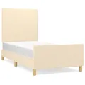 Cadre de lit avec tête de lit Crème 90x190 cm Tissu