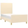 Cadre de lit avec tête de lit Crème 90x190 cm Tissu