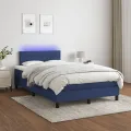 cadre de lit avec matelas LED Bleu 120x200 cm Tissu