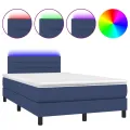 cadre de lit avec matelas LED Bleu 120x200 cm Tissu