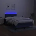 cadre de lit avec matelas LED Bleu 120x200 cm Tissu