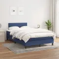 cadre de lit avec matelas Bleu 120x200 cm Tissu