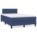 cadre de lit avec matelas Bleu 120x200 cm Tissu