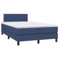 cadre de lit avec matelas Bleu 120x200 cm Tissu
