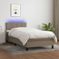 cadre de lit avec matelas LED Taupe 90x190 cm Tissu