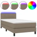 cadre de lit avec matelas LED Taupe 90x190 cm Tissu