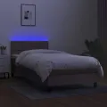 cadre de lit avec matelas LED Taupe 90x190 cm Tissu