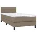 cadre de lit avec matelas Taupe 90x190 cm Tissu
