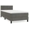 cadre de lit et matelas Gris foncé 90x190 cm Velours