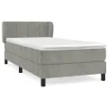 cadre de lit et matelas Gris clair 90x190 cm Velours