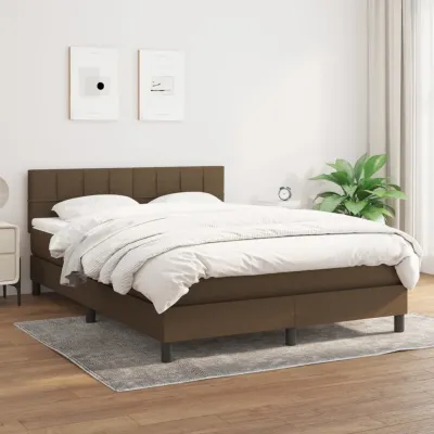 cadre de lit avec matelas Marron foncé 140x190 cm