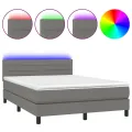 cadre de lit et matelas et LED Gris foncé 140x200 cm