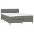 cadre de lit avec matelas Gris foncé 140x200cm Tissu