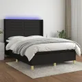 cadre de lit matelas et LED Noir 140x200 cm Tissu