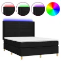 cadre de lit matelas et LED Noir 140x200 cm Tissu