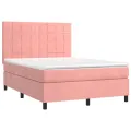 cadre de lit avec matelas Rose 140x190 cm Velours
