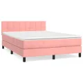 cadre de lit avec matelas Rose 140x190 cm Velours