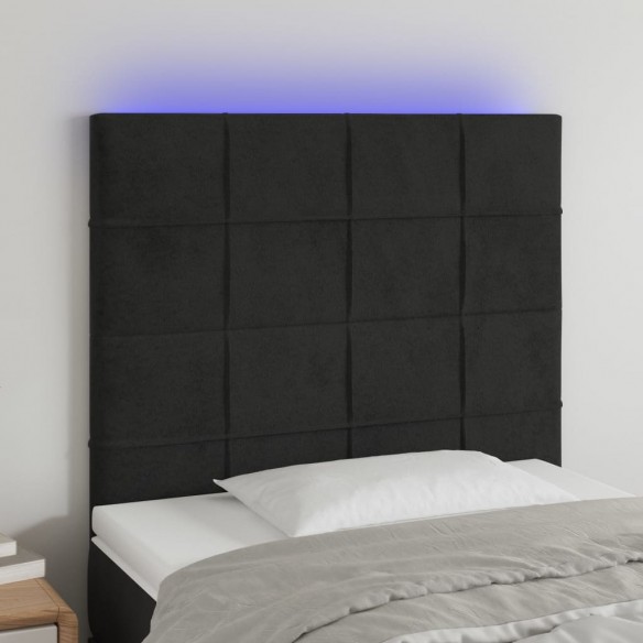 Tête de lit à LED Noir 90x5x118/128 cm Velours