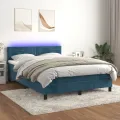 cadre de lit avec matelas LED Bleu foncé 140x200 cm