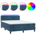 cadre de lit avec matelas LED Bleu foncé 140x200 cm