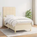 cadre de lit avec matelas Crème 80x200 cm Tissu